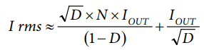 Q1 Amps RMS (Assuming Large L1 and CP1) Equation.