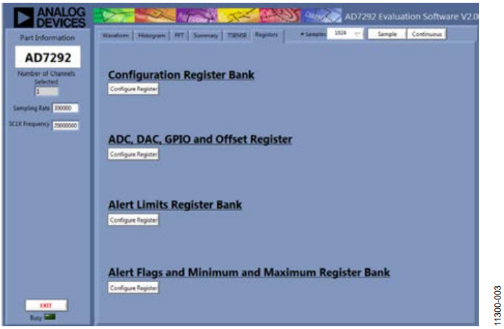 Figure 3. Registers Tab Within EVAL-AD7292SDZ Evaluation Software.