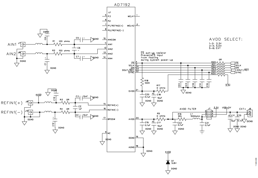 Figure 6. Schematics for EMC Board, Page 1.