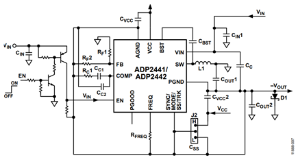 Figure 7. EN Level Shifting Circuit for Inverting Buck Boost Topology.