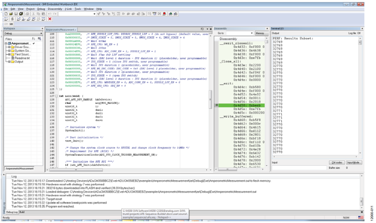 Figure 9. ADuCM350 Amperometric Example in IAR-Based Software Development Kit.