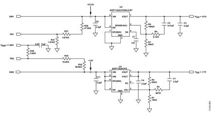 Figure 4. AD5761R Supply Configuration with ADP5070 and Linear Regulators.