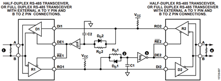 Figure 9. Half-Duplex Bit-Timing Direction Control with Delay Circuit.