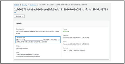 Figure 12. Certificate ARN