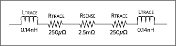 Equivalent circuit of the improperly connected RSENSE shown in Figure 13.