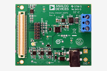 Analog Devices evaluation board model EVAL-CN0241-SDPZ, featuring various electronic components and connectors for testing and development purposes.Analog Devices evaluation board model EVAL-CN0241-SDPZ, featuring various electronic components and connectors for testing and development purposes.