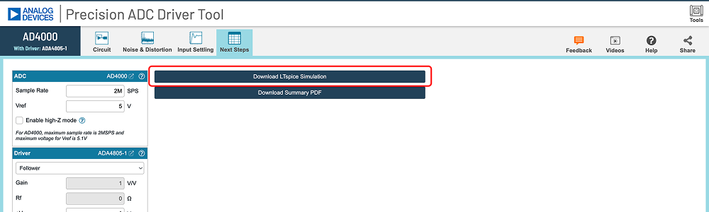 Precision ADC Driver Tool