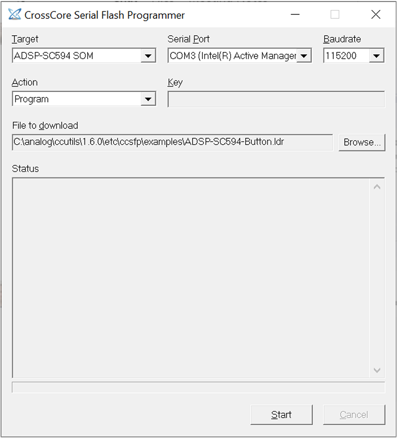 CrossCore Utilities Flash Programmer