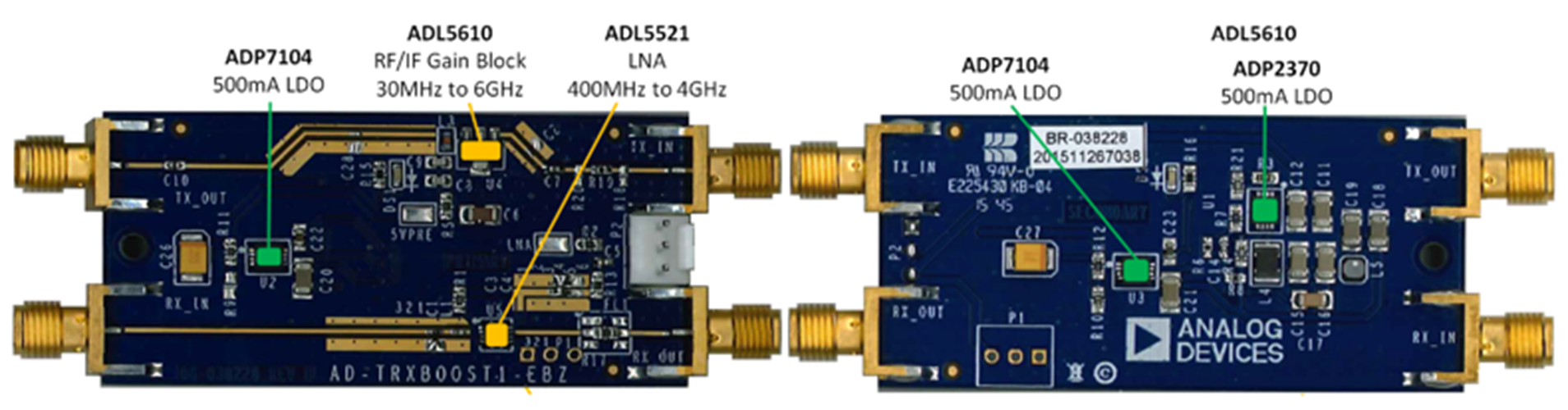 AD-TRXBOOST1-EBZ Board with associated components
