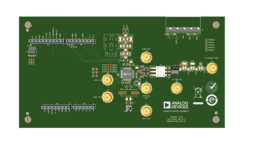 EVAL-AD9952 Evaluation Board Top View