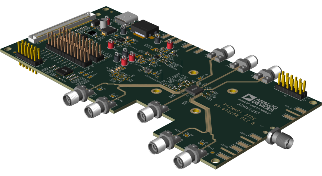 EVAL-ADMV1355 Evaluation Board Angle View