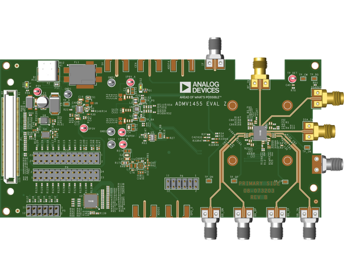 EVAL-ADMV1455 Evaluation Board Photo Top View