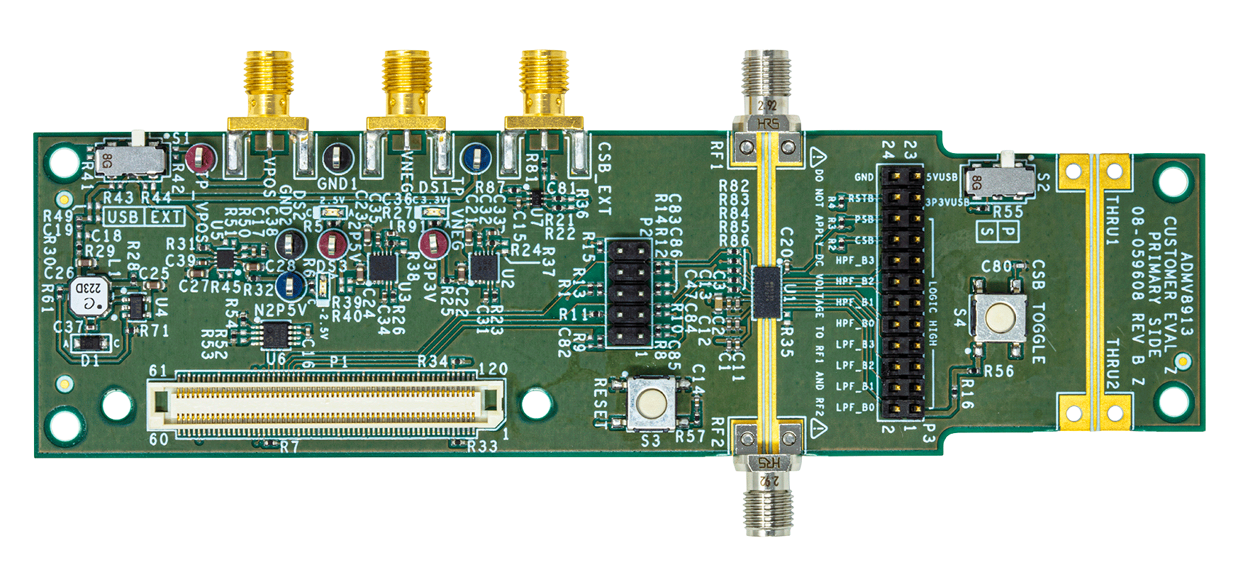 ADMV8913 Evaluation Board - Top View