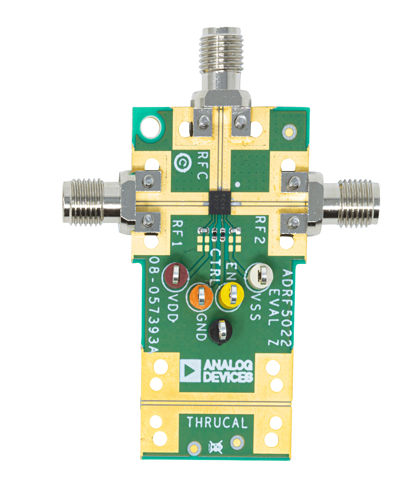 ADRF5020/ADRF5021/ADRF5026/ADRF5027 Evaluation Board - Top View