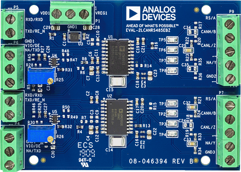 EVAL-2LCANRS485EBZ Evaluation Board - Top View