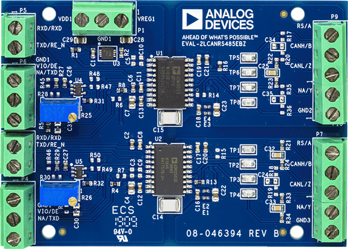 EVAL-2LCANRS485EBZ Evaluation Board - Top View