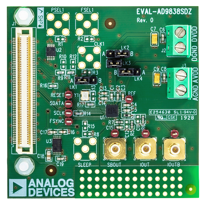 EVAL-AD9838SDZ Evaluation Board - Top View
