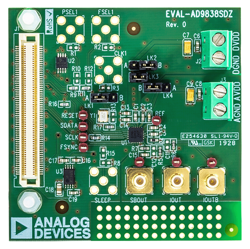 EVAL-AD9838SDZ Evaluation Board - Top View