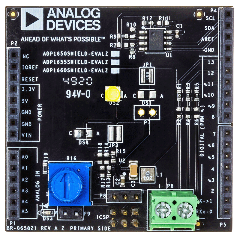 ADP1650SHIELD-EVALZ Evaluation Board - Top View