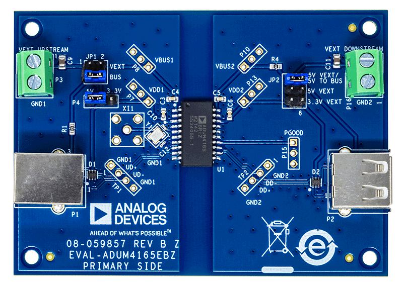EVAL-ADuM4165EBZ Evaluation Board - Top View