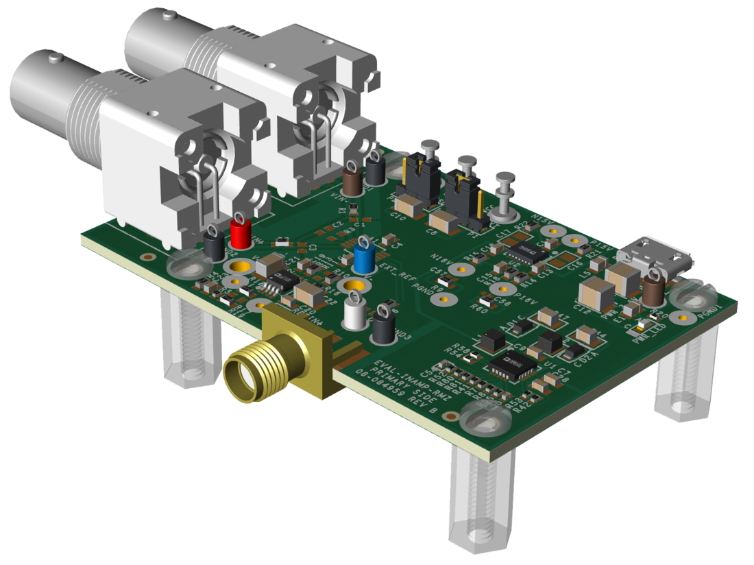 EVAL-INAMP-RMZ Evaluation Board Angle View