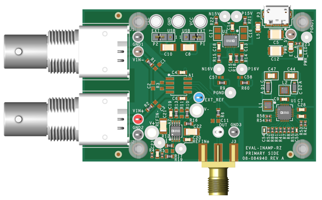 EVAL-INAMP-RZ Evaluation Board Top View