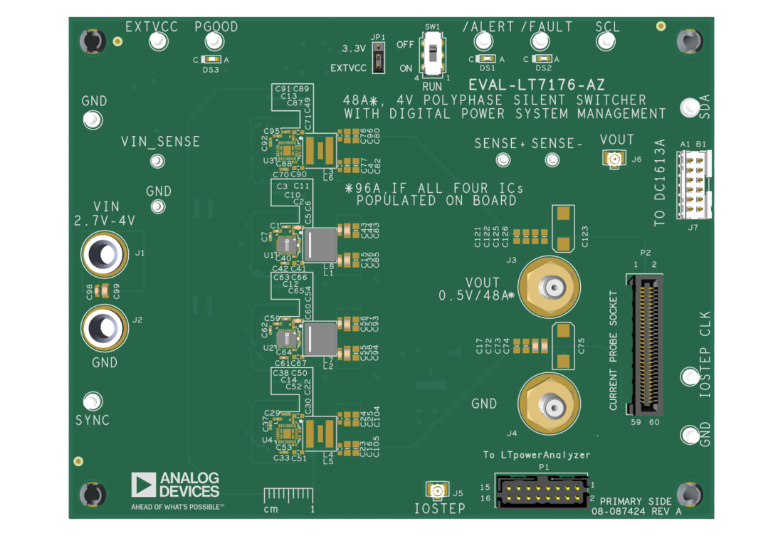 EVAL-LT7176-AZ Evaluation Board Top View
