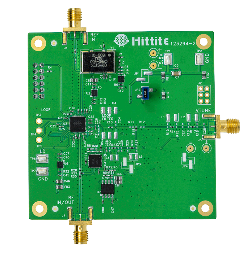 HMC702LP6CE Evaluation Board - Top View