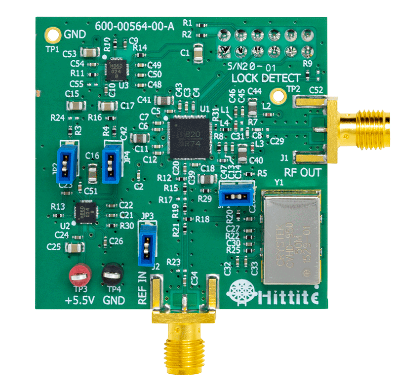 HMC820 Evaluation Board - Top View