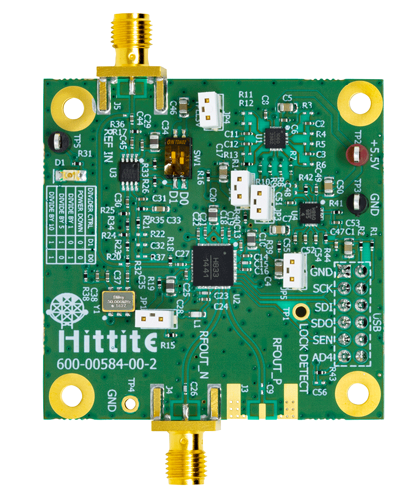 HMC833 Evaluation Board - Top View