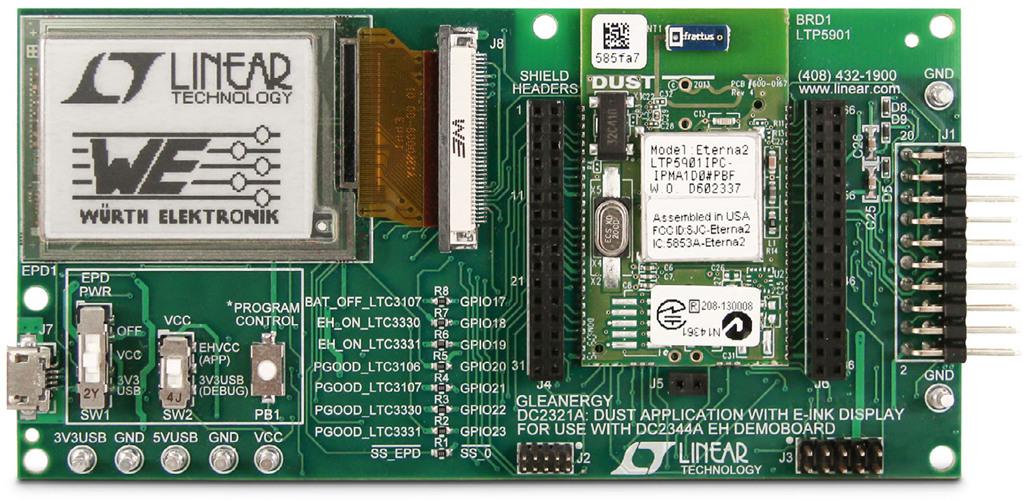 Figure 1. DC2321A Dust Wireless Sensor Node Development Platform with E-Ink Display