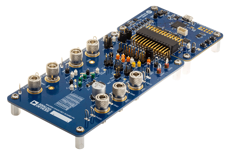 MAX98415AEVSYS/MAX98425AEVSYS Board Photo Angle View