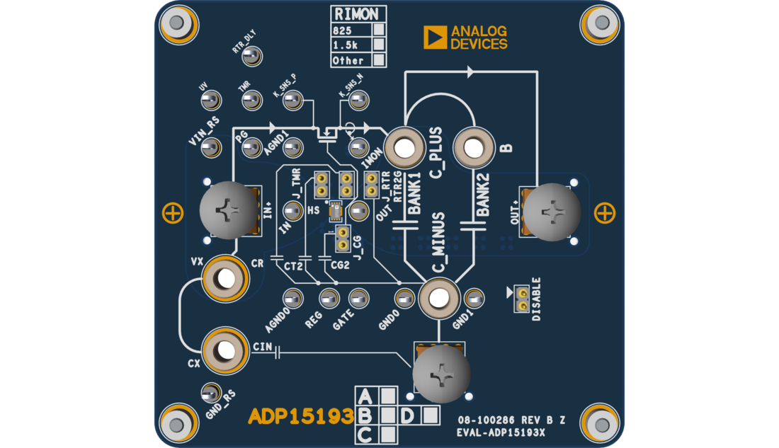 ADP15193AEVKIT Evaluation Board Top View