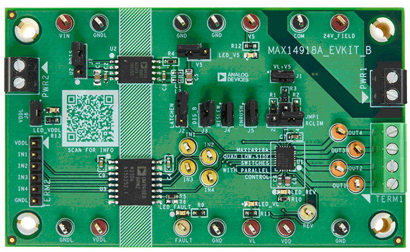 MAX14918AEVKIT Board Photo Top View