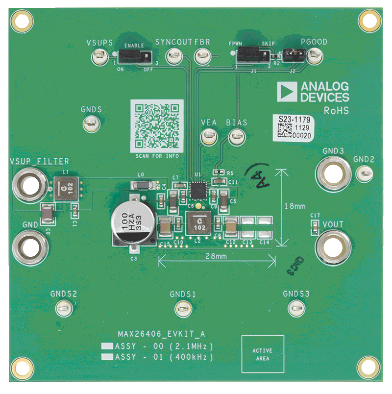 MAX26406EVKIT Board Photo Top View