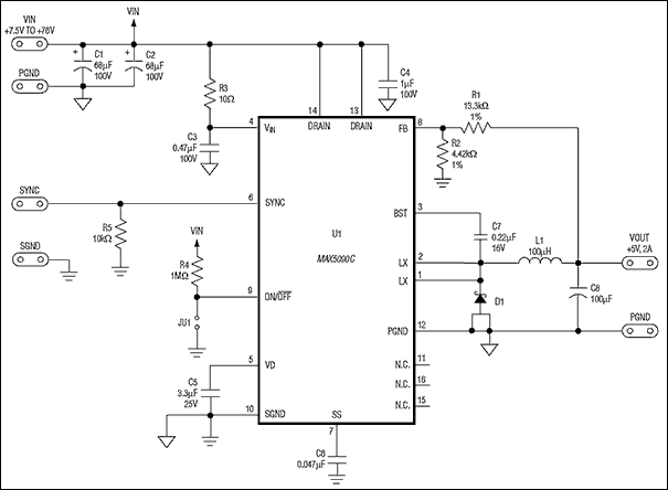 MAX5090EVKIT：典型工作电路