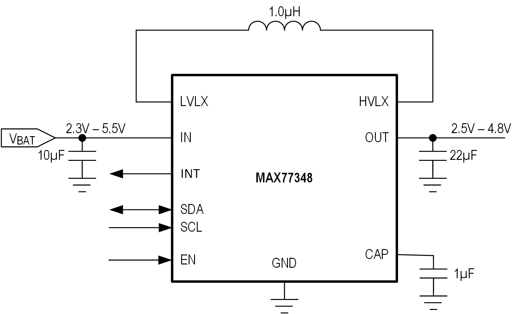 MAX77348EVKIT Simplified Block Diagram