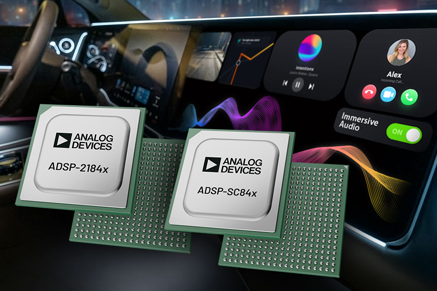 Analog Devices ADSP chips in car with immersive audio dashboard.