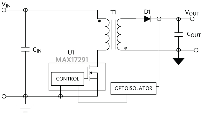 Flyback converter using the MAX17291