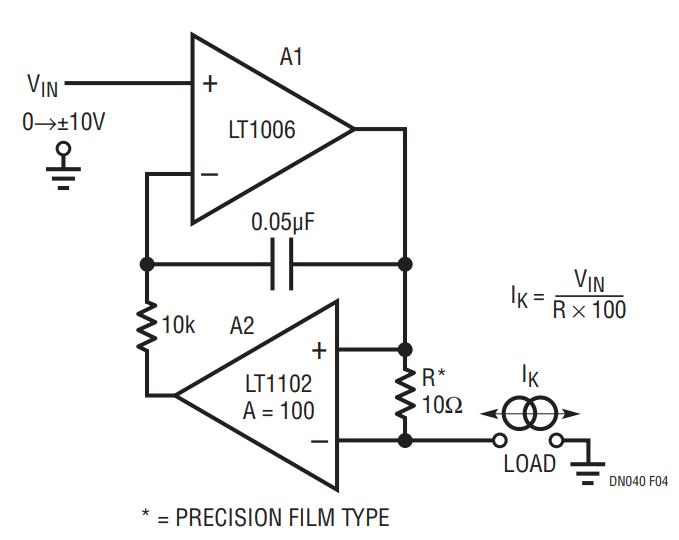 Figure 4. Voltage Programmable Current Source is Simple and Precise.