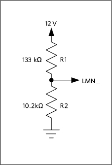 Figure 6. Line-fault resistor-divider for 12V PoC.