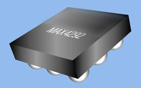 图1. MAX4292双路、精密运算放大器，采用微小的晶片级(UCSP)封装。