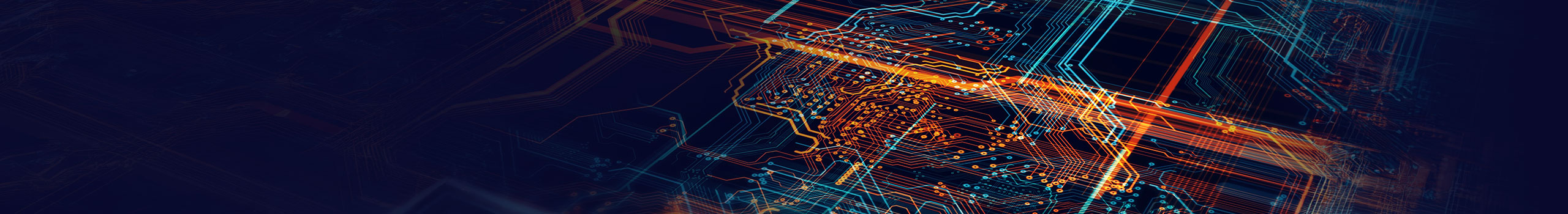 Glowing blue and orange circuit pathways illustrating the intricate flow of digital data.