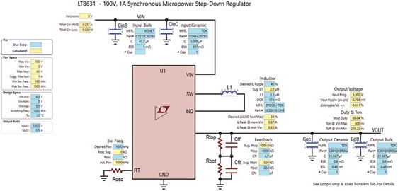 Figure 3. The LT8631 micropower buck converter solution.