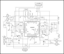 图9. xDSL电源管理方案。输入: 9V至12V。输出: VOUT1 = 5V/550mA (最大1A), VOUT2> = 1.2V/550mA (最大1A)。输出1为输出2变换器提供电源。每个变换器的开关频率为2.2MHz。