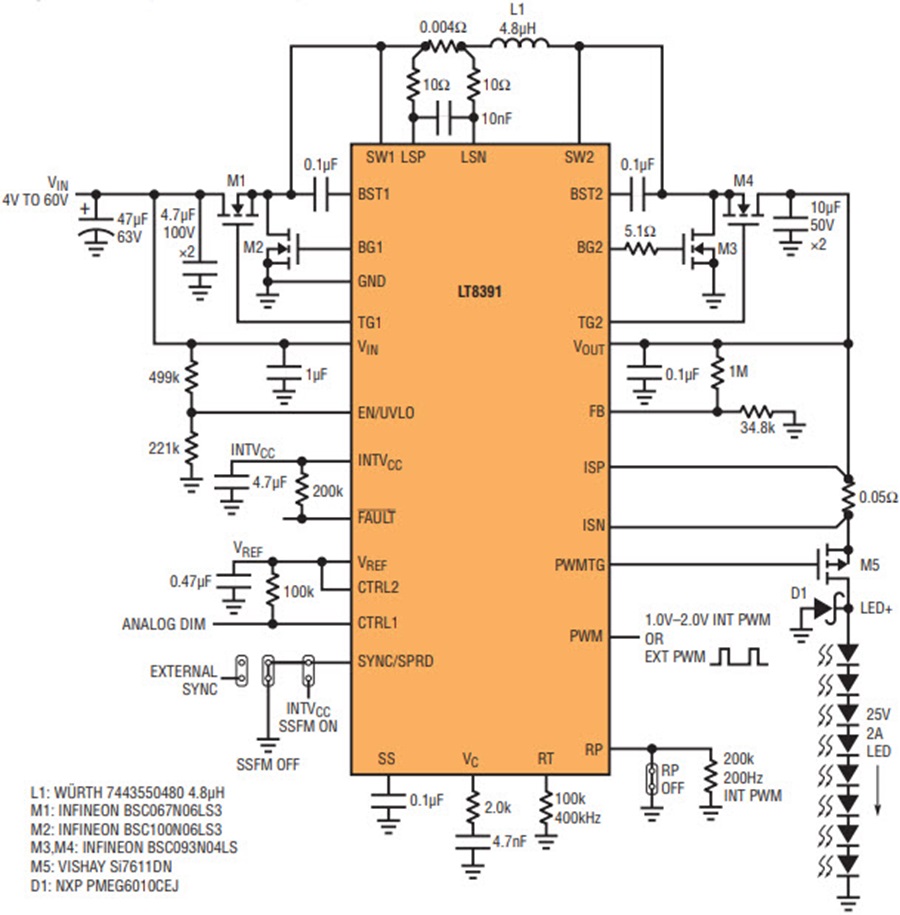 Buck-Boost LED Driver Reaches 98% Efficiency, Features Internal PWM ...
