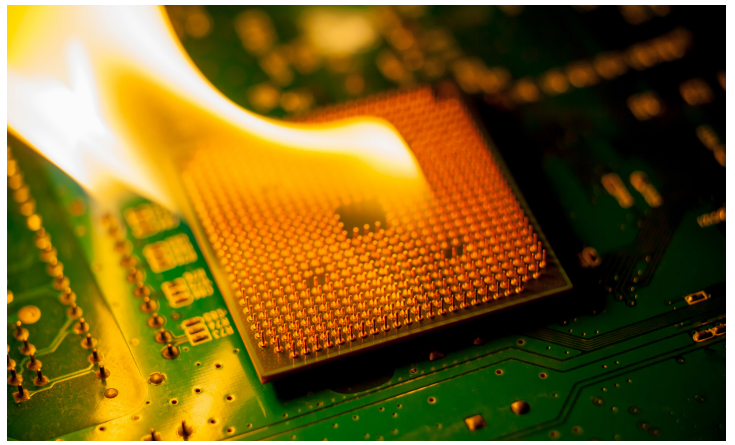 Figure 1. Unprotected CPU on fire.