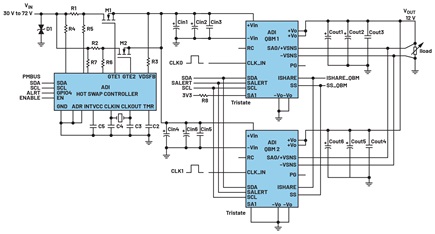Figure 2. The QB power supply can be paralleled by tying SS and ISHARE pins together.