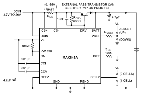 Figure 14. MAX846A stand-alone Li+ charger.