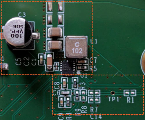 Figure 4. Monolithic Front-End Buck Converter PCB Area (300mm2)
